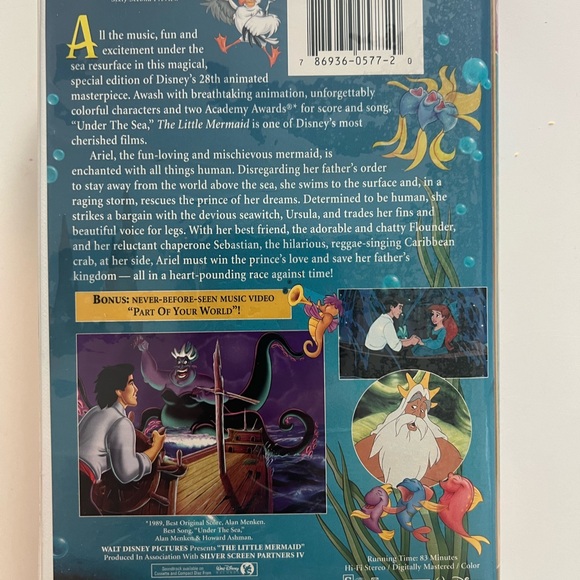 Disney’s MASTERPIECE The Little Mermaid Fully Restored Special Edition VHS - Picture 3 of 8